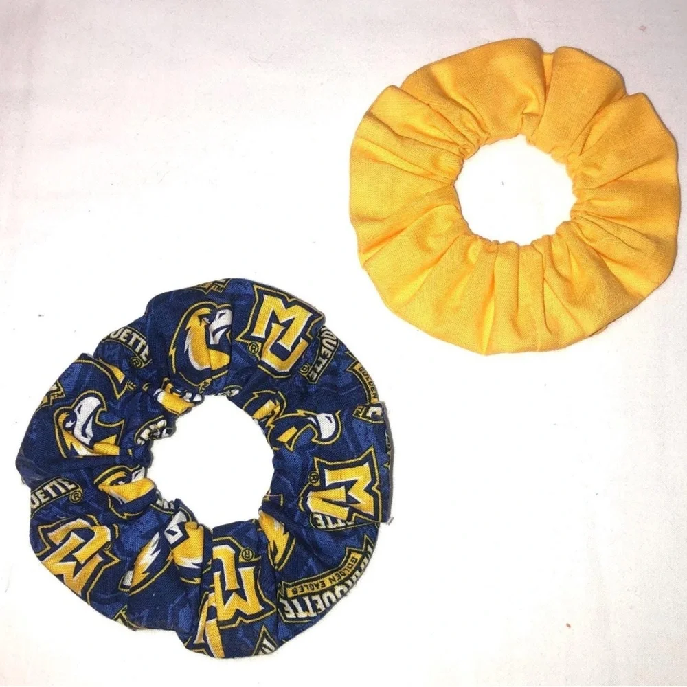 Marquette Golden Eagles Hair Scrunchies Wristbands 2 Pack Hand Made in the USA